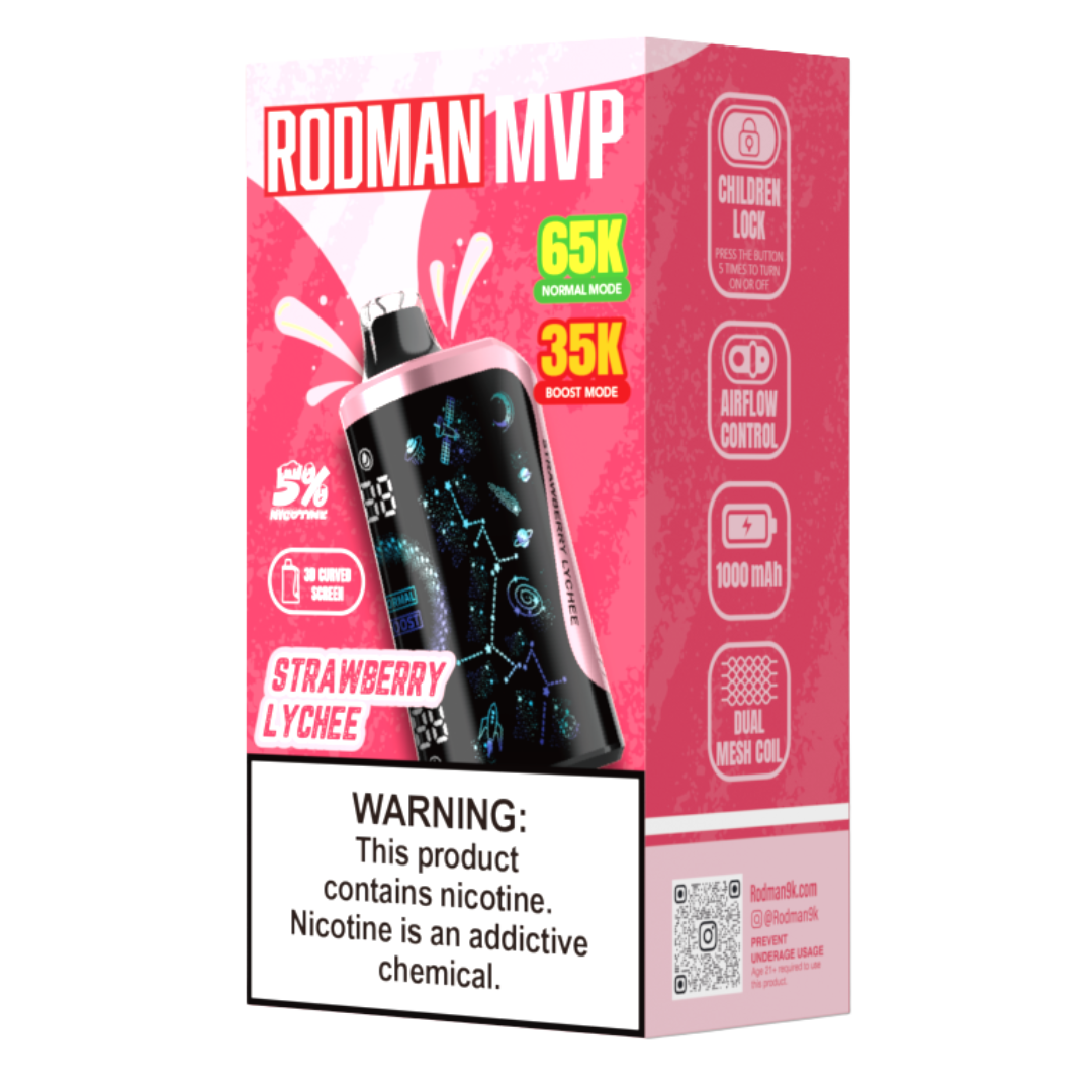 Strawberry Lychee RODMAN MVP 65K Puffs Disposable Vape - $24.95 Strawberry Lychee RODMAN MVP 65K Puffs Disposable Vape - $24.95
