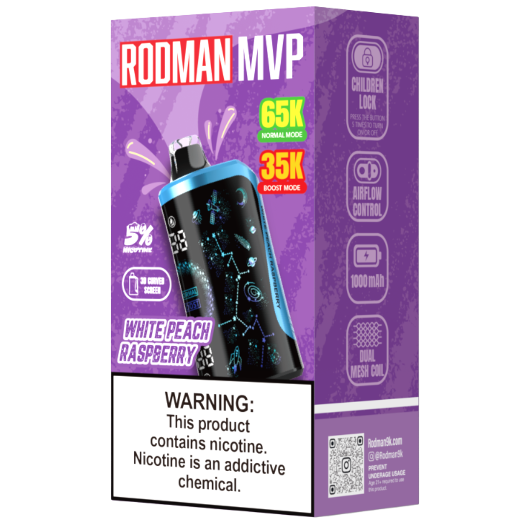 raspberry disposable vape White Peach Raspberry RODMAN MVP 65K Puffs Disposable Vape
