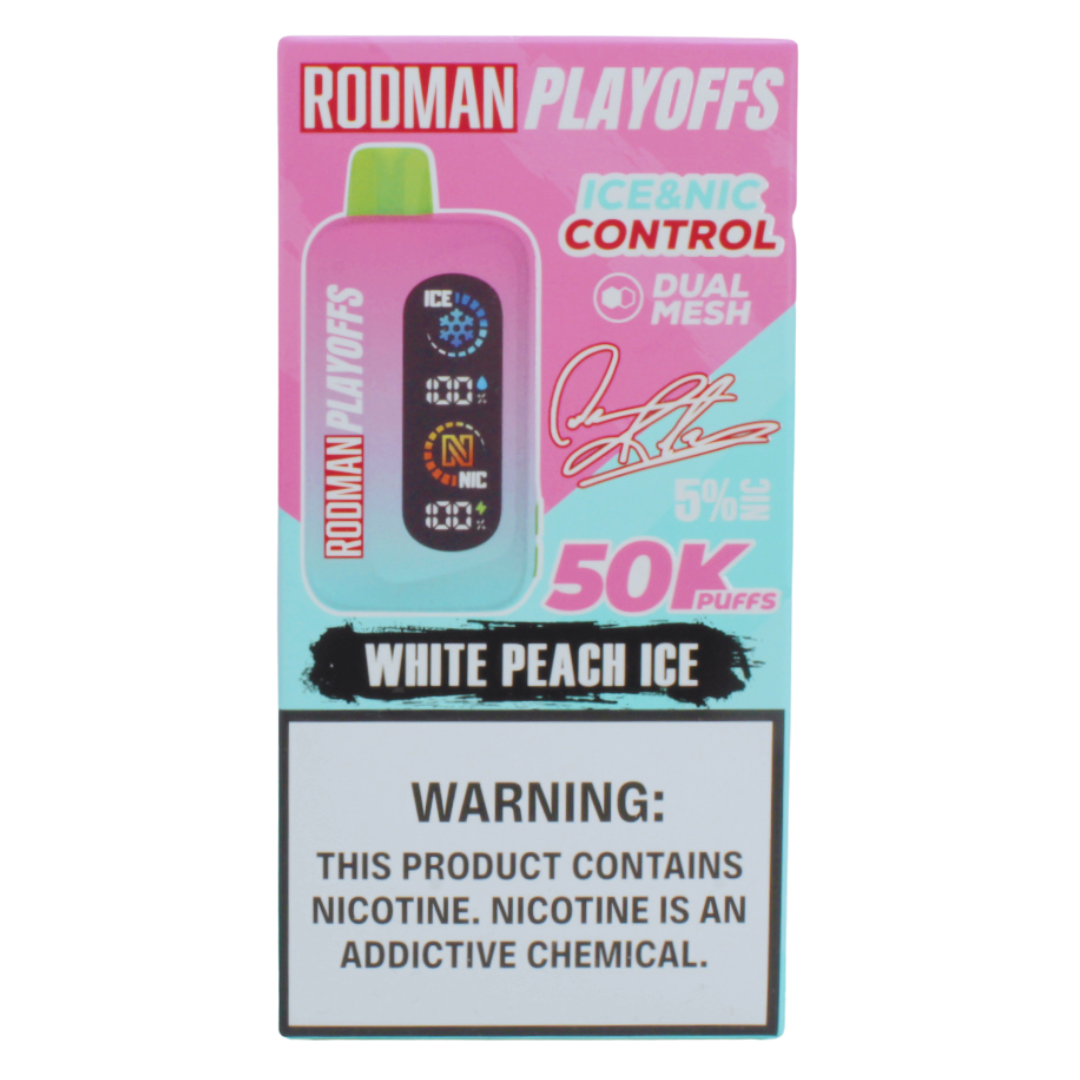 White Peach Ice RODMAN Playoffs 50K Puffs Disposable Vape